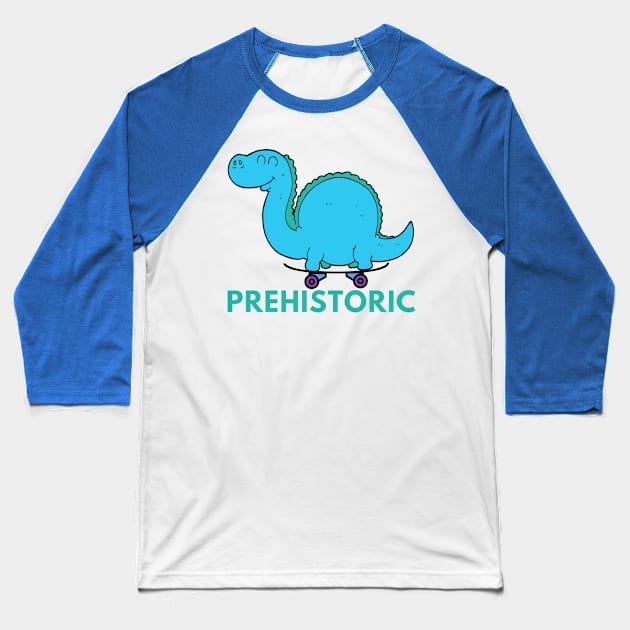 Prehistoric Skater Baseball T-Shirt by After Daylight Project